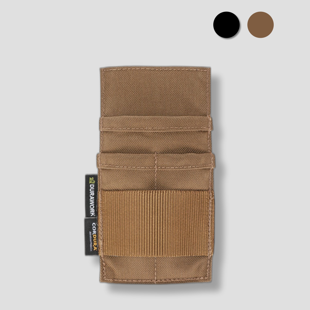 Brown DURAWORK 403 Pocket Pouch (7cm x 12cm) made from durable 1000D Cordura, ideal for attaching to larger tool belts.