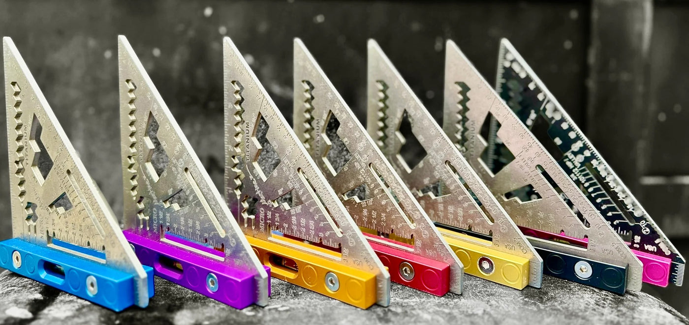 Full view of the Martinez Titanium Micro Square showcasing its Grade 5 titanium blade and lightweight 6000 series aluminum heel.