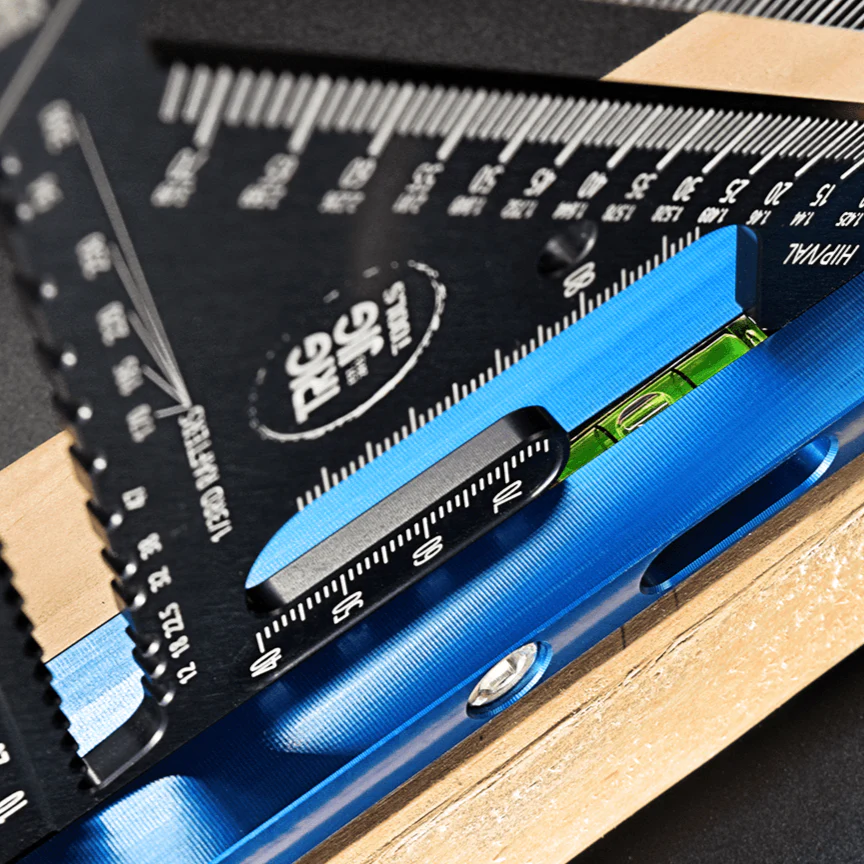 TrigJig Grafter 180 Rafter Square, a British-engineered, CNC-milled tool with integrated bubble level.