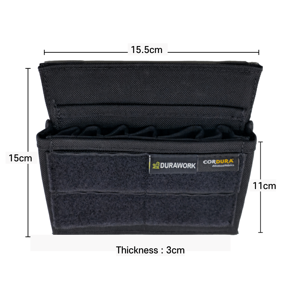 DURAWORK 405 Tinting Pouch (15.5cm x 15cm) with customizable front Velcro webbing, designed for chest panel attachment.