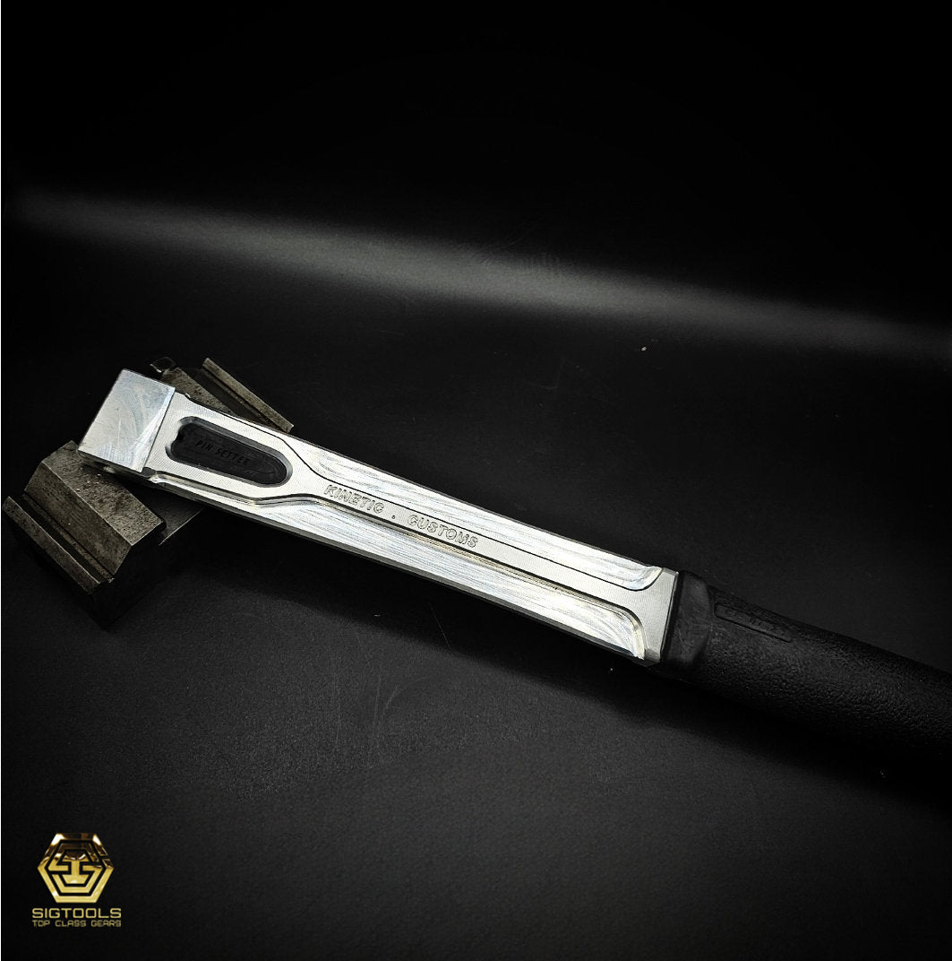 "Silver KC handle with black grip"