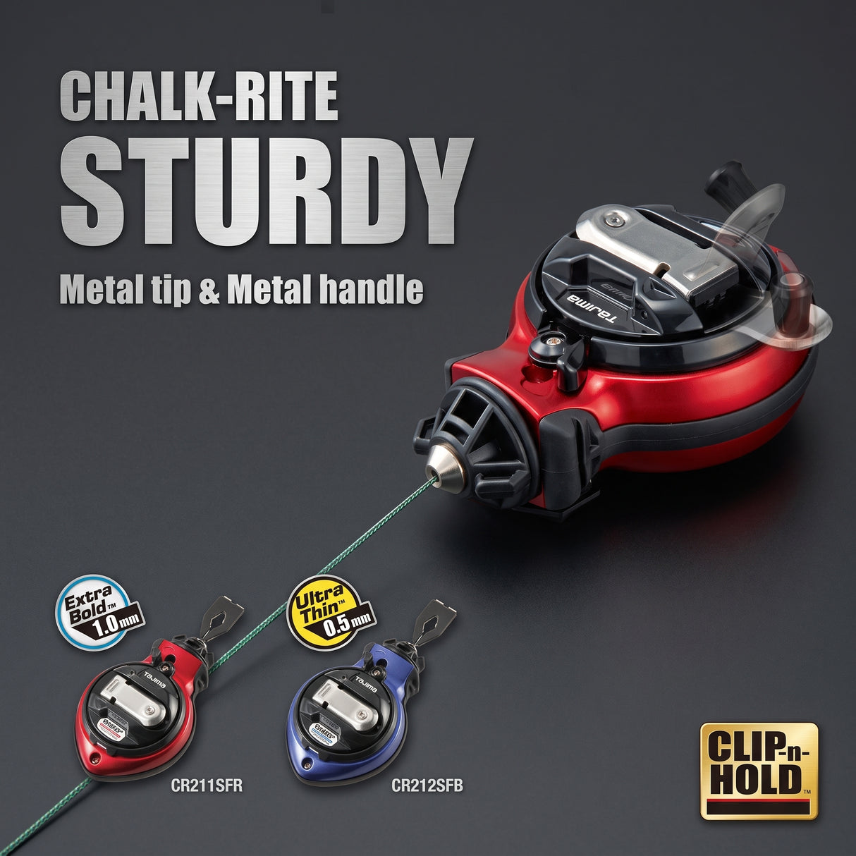 Tajima Chalk-Rite Sturdy CR211SFR | Heavy-Duty Aluminum Chalk Line | Signature Tools