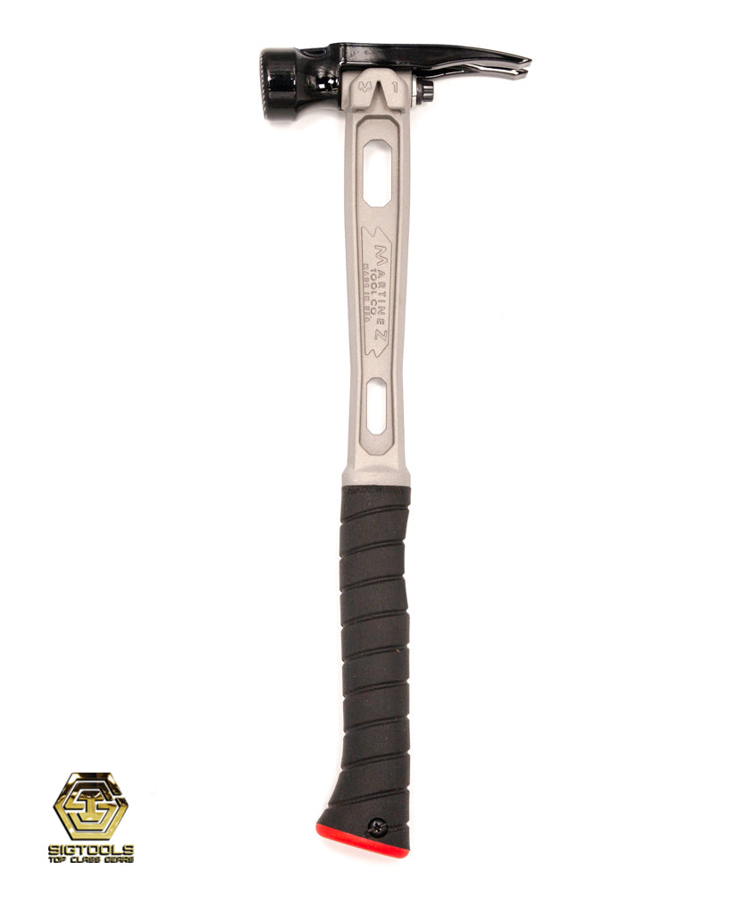 Right side view of Martinez M1 Titanium Handle with curved grip 15oz Milled Steel Head Framing Hammer.