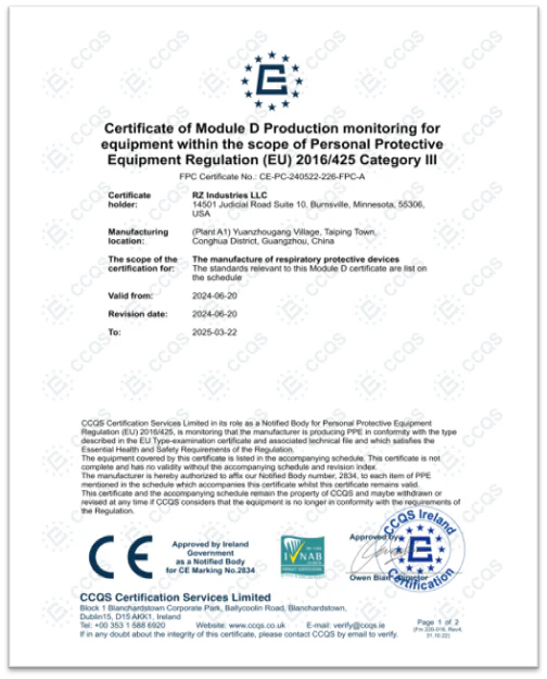 RZ Mask CE Certified FFP2 Replacement Filters w/ Active Carbon 5-Pack M/L