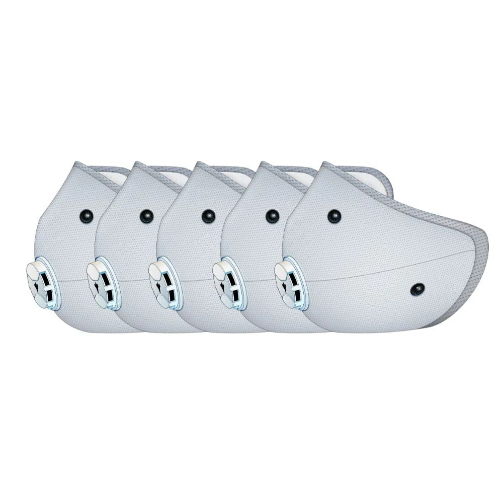 A 5-pack of RZ PRO FFP3 Particulate Replacement Filters (No Carbon) in its retail packaging.