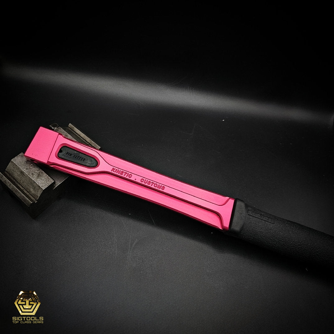 "Pink KC handle with black grip"