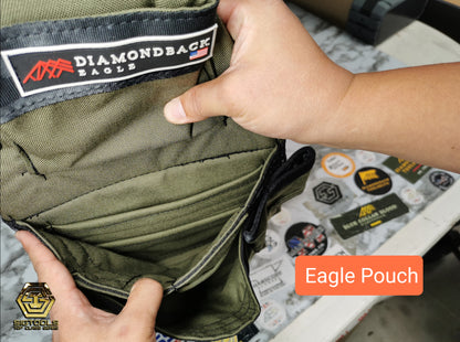 "Diamondback Eagle Pouch green colour in hand- Top View"