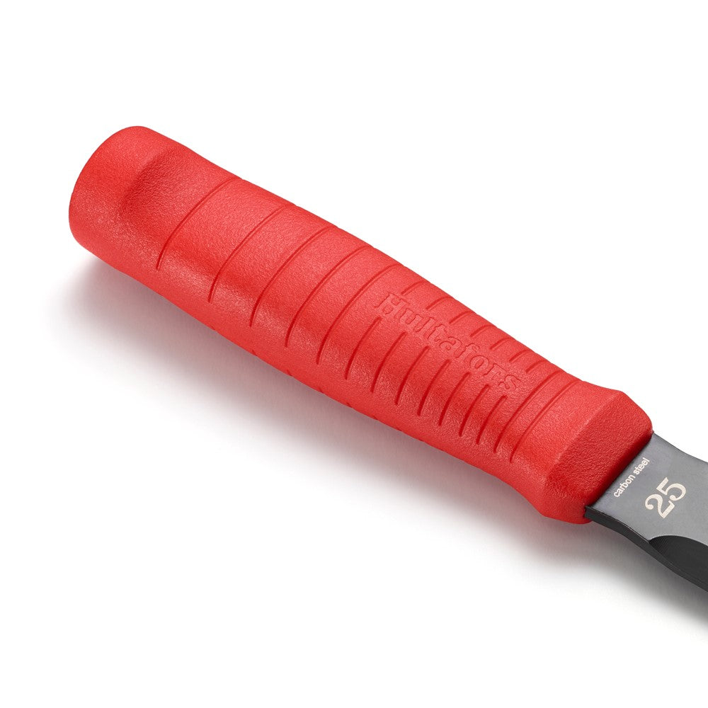 Close-up of the vibrant red grip on the EDC Chisel from Hultafors Group.