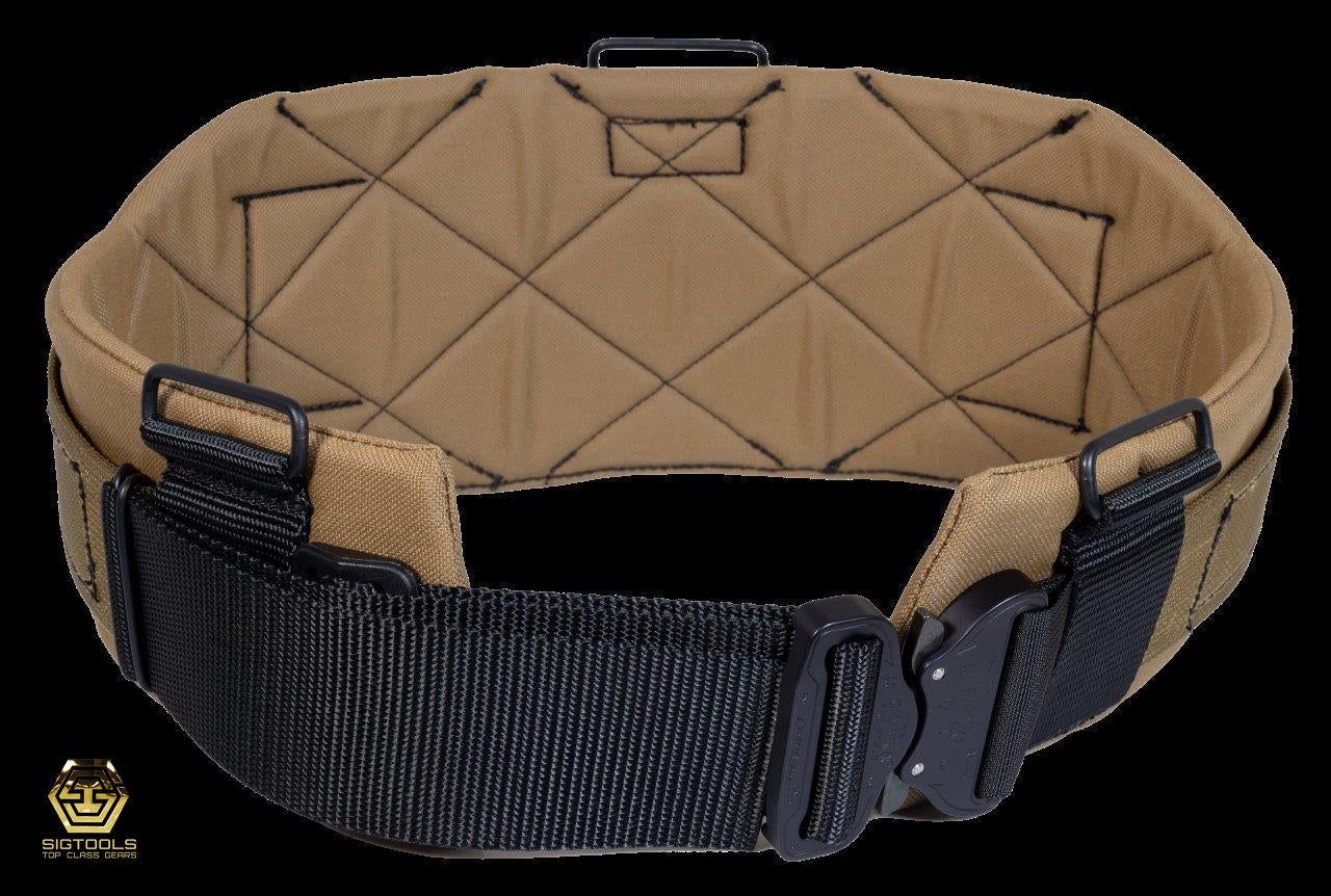 A rear view of a Sawdust Sage trim set belt by the Badger brand, featuring only the belt component designed for carrying trimmer tools and accessories.
