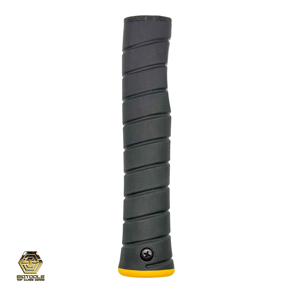 Black overlay with vibrant yellow cap Straight Martinez M1/M4 Replacement Grip