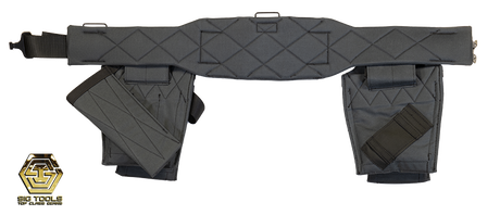 An overall view of the back of a Gunmetal Grey Trimmer Set, a tool kit designed for various tools and accessories, typically used in construction or related industries.