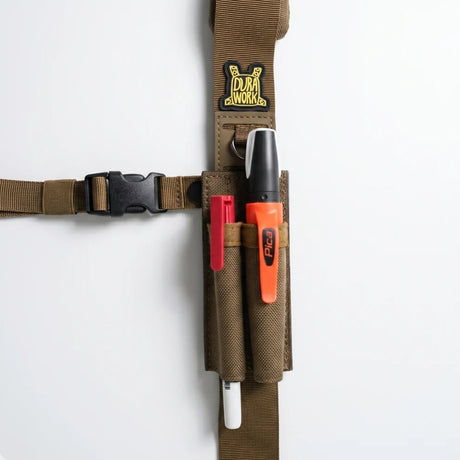 Durawork Dura 511 2-slot pencil holder constructed from Cordura 1000D, adaptable for belt or suspender mounting.