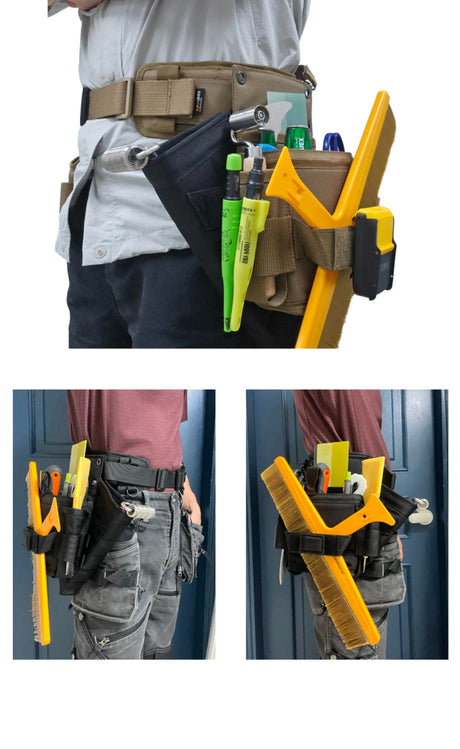 Durawork DB1 Dura 206 Cordura 1000D wallpaper pouch showing the anti-bending brush pad and adjustable roller pockets.