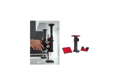 Components of the Viking Arm® CIK, including lightweight fiberglass PA arms and non-slip/non-scratch Base and Lifting Pads, showcasing the kit's dimensions of 243 – 385 x 115 x 104mm and weight of 0.640kg.