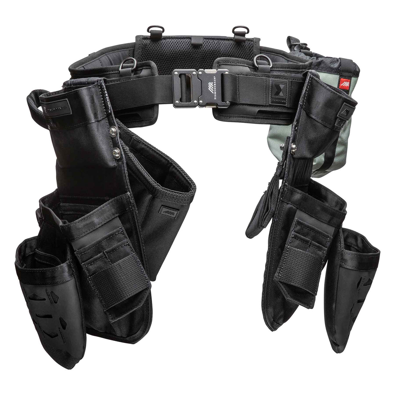 Framing-to-finish tool belt with Tempo support belt and modular pouches