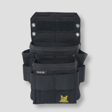 The DURAWORK Dukan Pouch Dura 201 (Main Pouch) in Black, showing its ambidextrous design and large capacity.