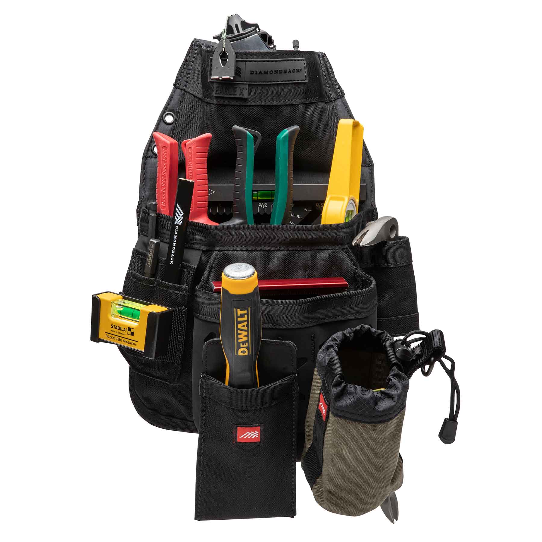 Mid-sized tool pouch with HypaLock grid and tape pocket.