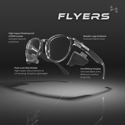Hyspecs [NUEVO] Serie Flyers con lentes UV400 transparentes y protectores laterales