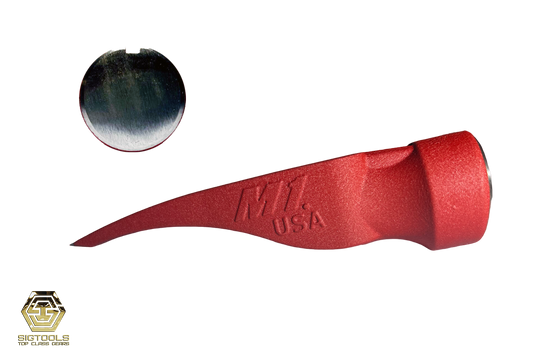 M1-15oz Martinez hammer head with smooth face and in colour Red, left Side view of the hammer head and showcase of the smooth face of the head