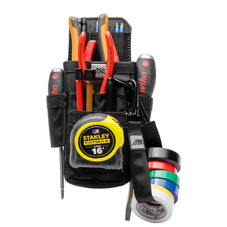 The Diamondback Tape Loop attached to the D-ring of a Diamondback Nano X pouch, holding a roll of electrical tape.