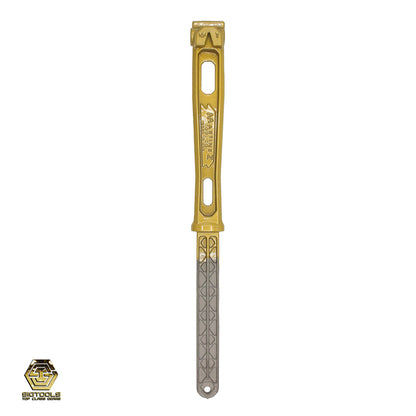 A gold-colored handle of an M1 Martinez hammer, crafted for excellent grip and precise control during use.