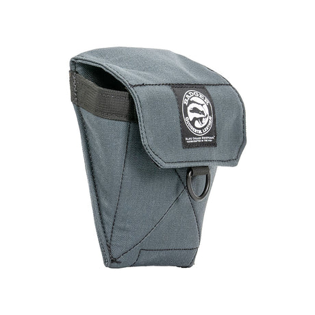 The Badger Tool Belts Covered Pouch in Gunmetal Grey, showing its durable 1000D nylon construction.