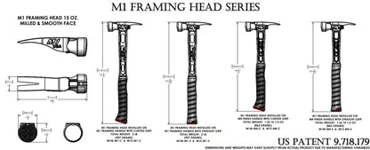 Martinez M1 Titanium Handle 15oz Smooth Face Steel Head Framing Hammer